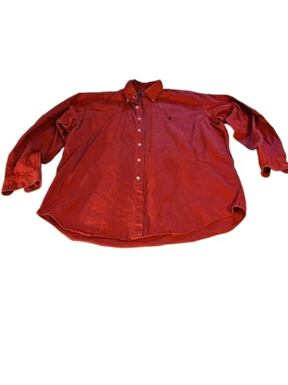 Vintage Polo Ralph Lauren Blaire Shirt L Red Cotton Twill Button Down 90s Relax